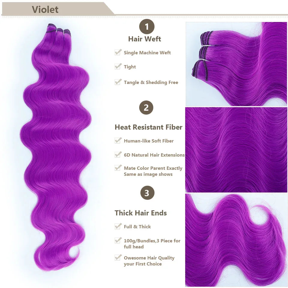 Magicae Brown Body Wave 30Inches 200g Hair Bundles Blond 27/613 White 60# Soft High Synthetic Hair Weave Ombre Gray M888 Hair