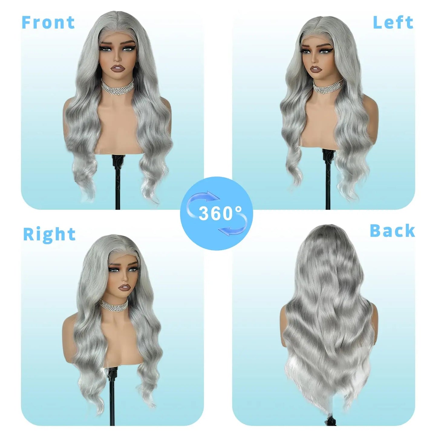 250 Density Silver Grey Human Hair Wigs Preplucked Grely 13X4 HD Transparent Lace Front Wig 613 Blonde Colored Lace Frontal Wig