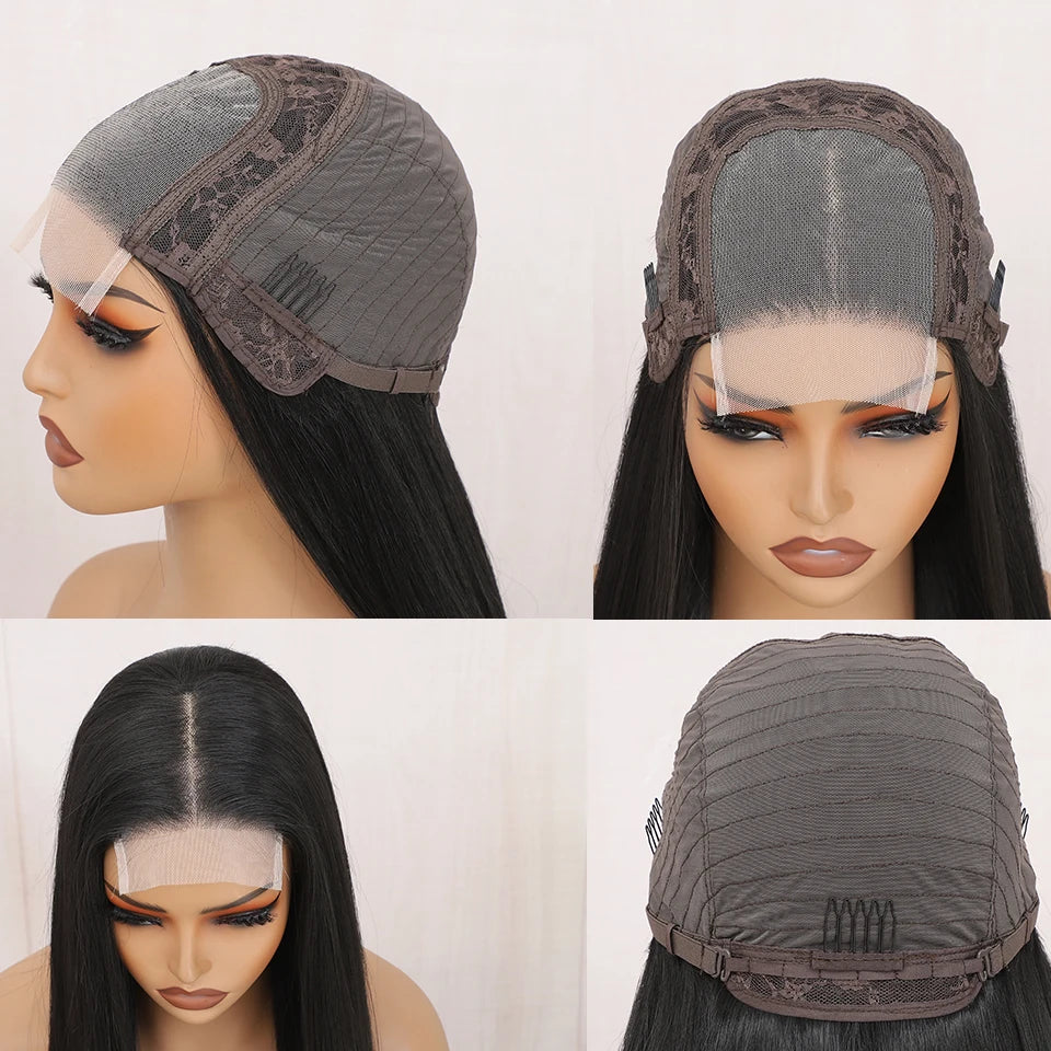 Magicae 330Grams 36Inch 4x4 Lace Front Wigs Chestnut Brown Wigs Ombre Highlight Straight Blond P27/613# High Temperature Cosplay