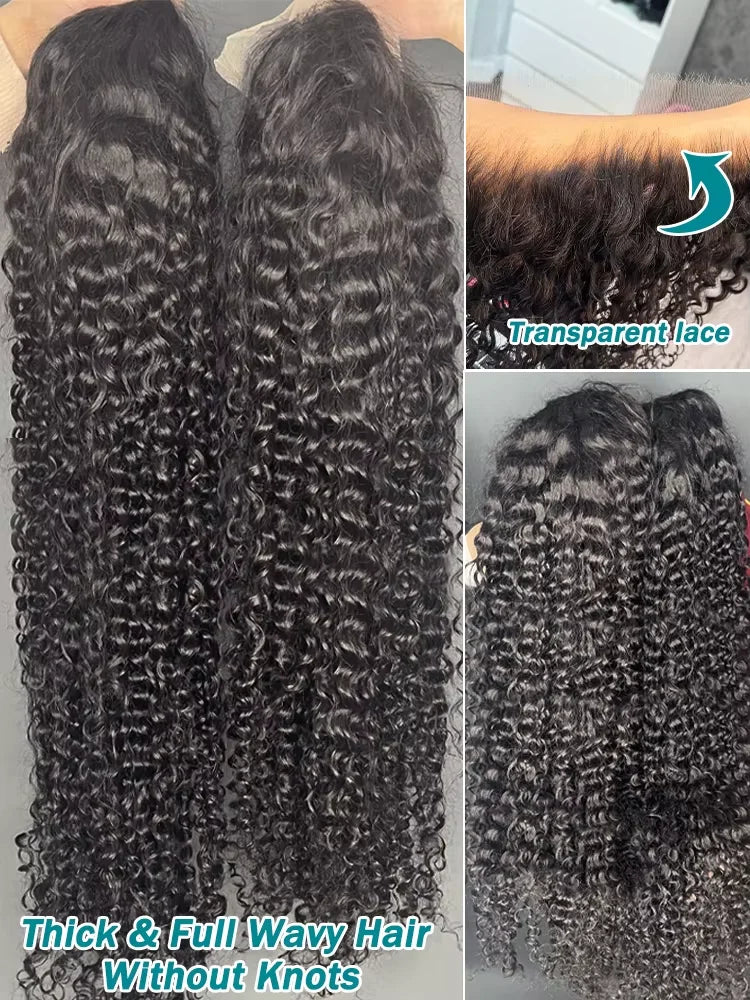 Royal 300% HD Curly 30 36 Inch Loose Deep Wave 13X6 Lace Frontal Human Hair Wigs 13X4 Transparent Lace Front Brazilian Remy Wig