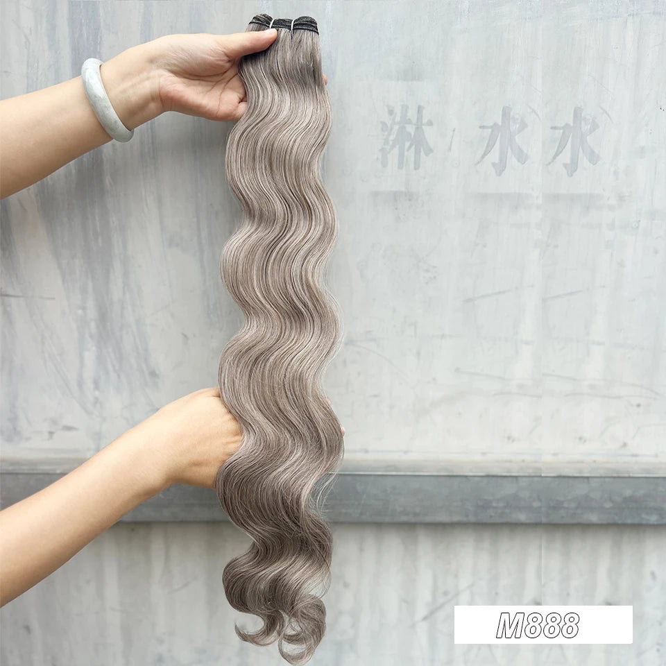 30Inches Red Burgundy High Temperature Soft Sliver White 613 Natural Fiber Hair Extensions GREY Bio Body Wave Hair Weave Bundles