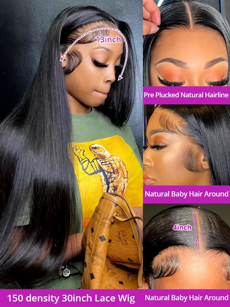 36 Inch HD 13X4 250% Bone Straight Lace Front Wig Raw Vietnamese Human Hair 13x6 Lace Frontal Wig 5X5 Glueless Wig Ready To Wear