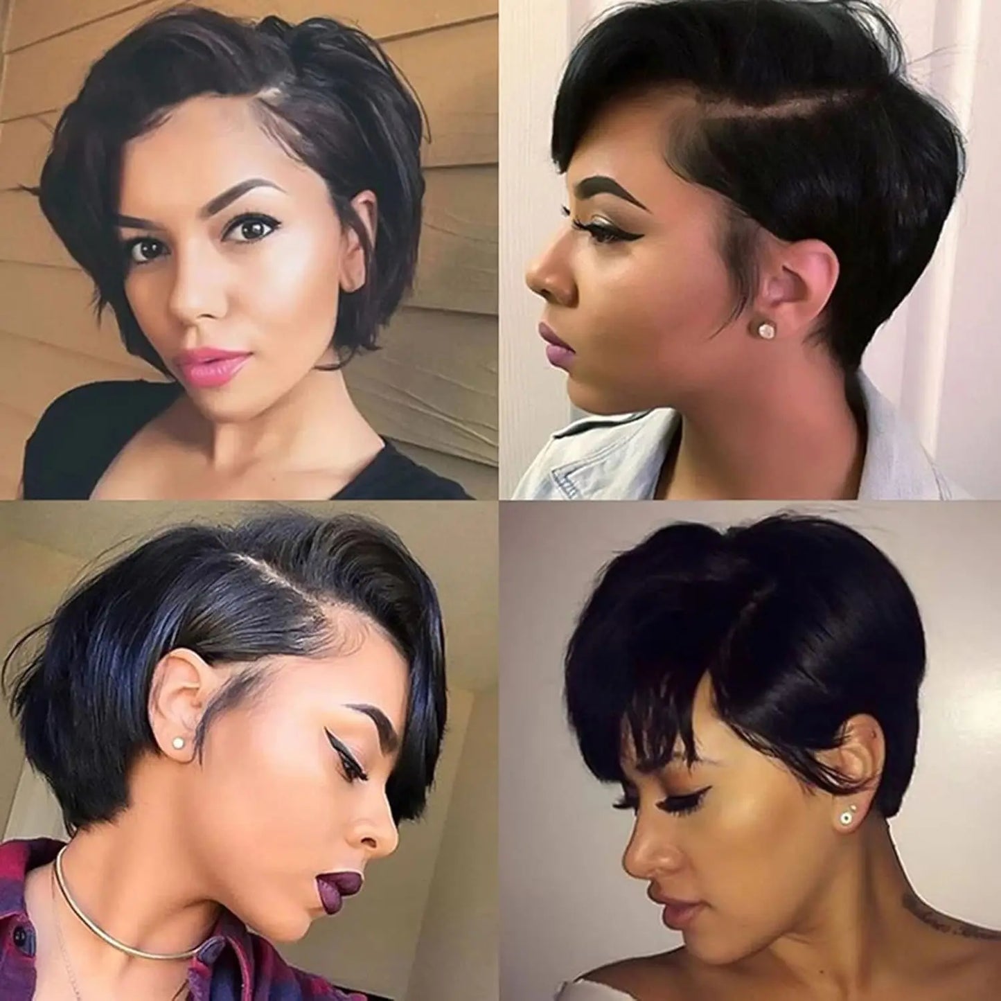 Short Pixie Cut Bob Wig Straight Human Hair 150% Density 4×4 Lace Frontal Wig Pre Plucked With Babyhair Natural Hairline