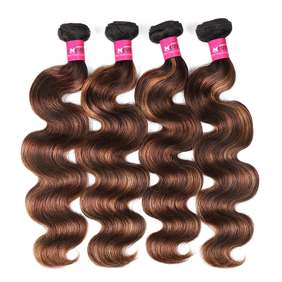 FB 30 Highlight Body Wave Bundles Ombre Colored Human Hair Bundles 1B 4 30 Brown Brazilian Hair Weave Bundle 1 3 4 Hair Bundles