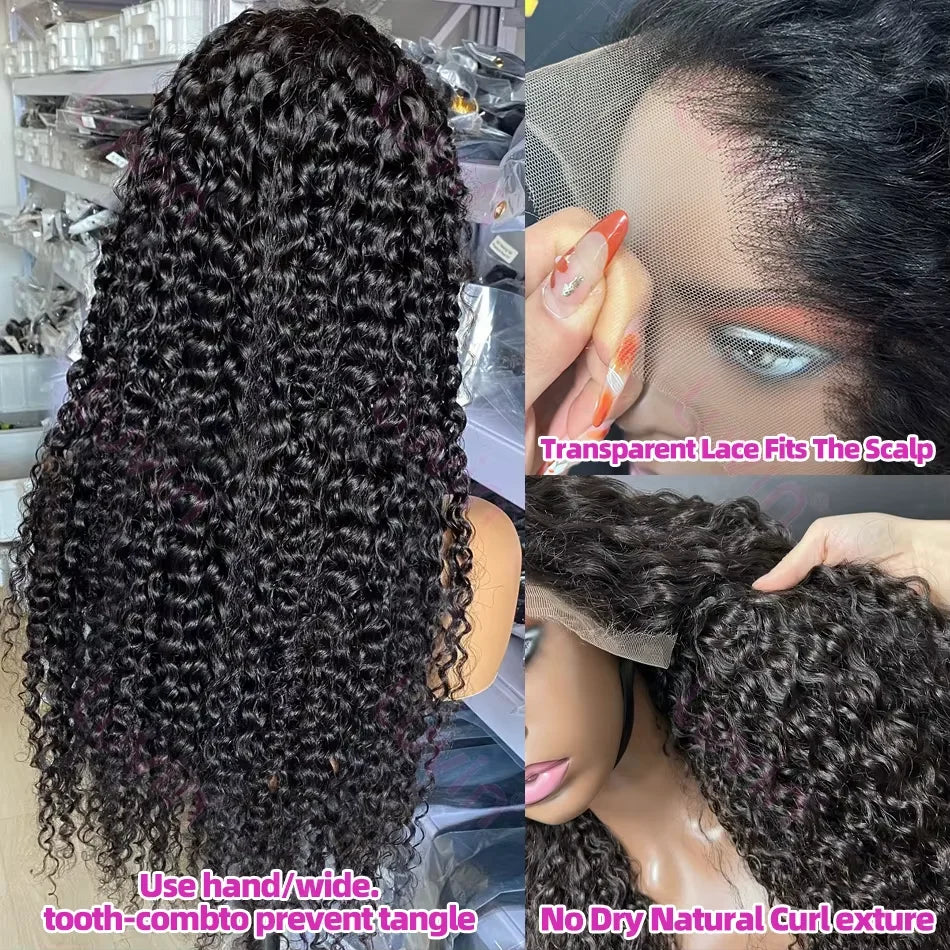 Royal 300% HD Curly 30 36 Inch Loose Deep Wave 13X6 Lace Frontal Human Hair Wigs 13X4 Transparent Lace Front Brazilian Remy Wig