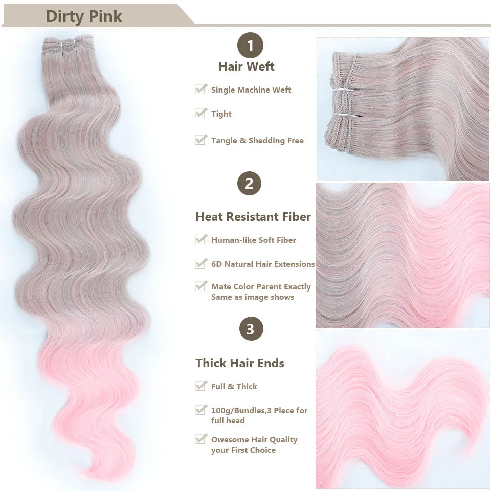 Magicae Brown Body Wave 30Inches 200g Hair Bundles Blond 27/613 White 60# Soft High Synthetic Hair Weave Ombre Gray M888 Hair