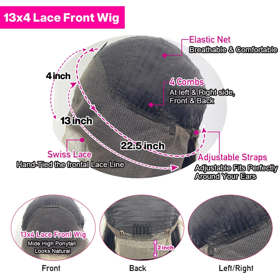 30 Inch Brazilian Deep Wave Lace Frontal Wig 13x4 Lace Front Human Hair Wigs Water Curly Human Hair Wig for Women Pre Plucked