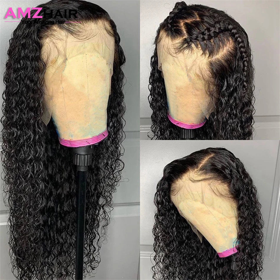30 Inch Brazilian Deep Wave Lace Frontal Wig 13x4 Lace Front Human Hair Wigs Water Curly Human Hair Wig for Women Pre Plucked