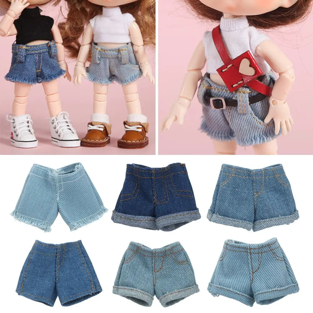 2022 Newest Multi Style Denim 11.5"Jeans Bottoms Shorts For Doll Clothes Outfits Short Pants For Blythe 1/6 Dolls Accessories