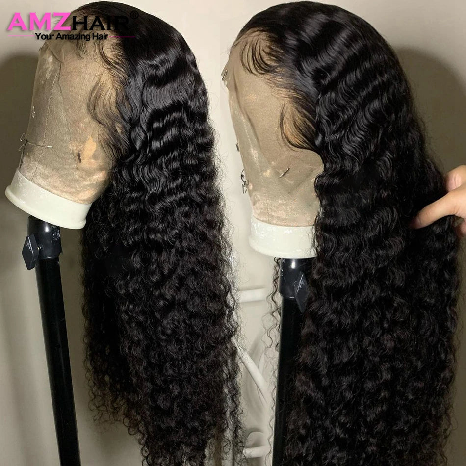 30 Inch Brazilian Deep Wave Lace Frontal Wig 13x4 Lace Front Human Hair Wigs Water Curly Human Hair Wig for Women Pre Plucked