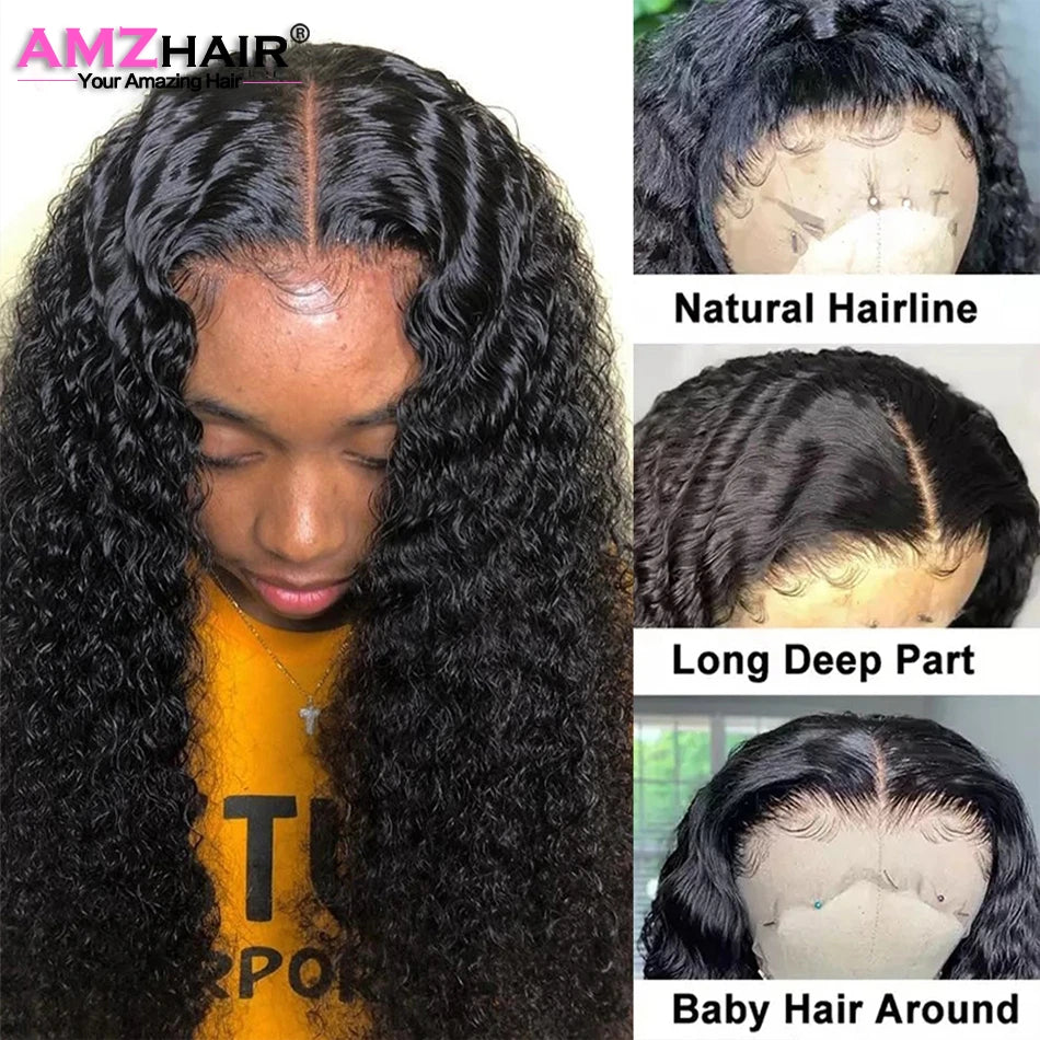 30 Inch Brazilian Deep Wave Lace Frontal Wig 13x4 Lace Front Human Hair Wigs Water Curly Human Hair Wig for Women Pre Plucked