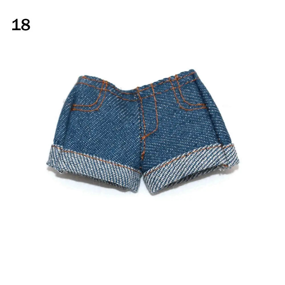 2022 Newest Multi Style Denim 11.5"Jeans Bottoms Shorts For Doll Clothes Outfits Short Pants For Blythe 1/6 Dolls Accessories