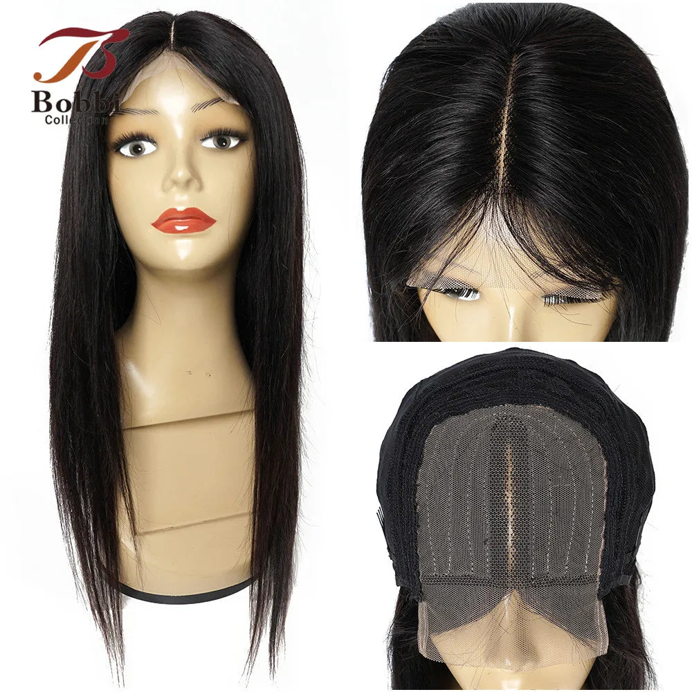 250% 36 inch Straight Lace Front Wig Human Hair Wigs For Women Pre-Plucked Transparent Lace Free Middle Part Natural Black Bobbi