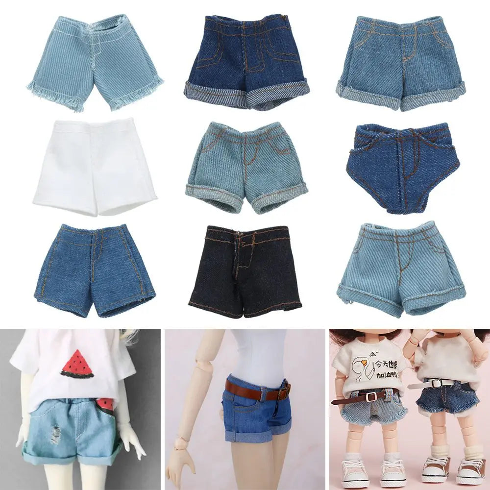 2022 Newest Multi Style Denim 11.5"Jeans Bottoms Shorts For Doll Clothes Outfits Short Pants For Blythe 1/6 Dolls Accessories
