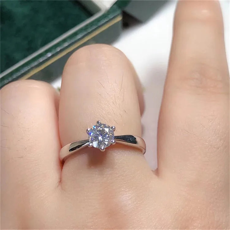 CC Wedding Rings For Women Silver Color 1ct 6 Claws Cubic Zirconia Engagement Propose Fashion Jewelry Accessories CC633
