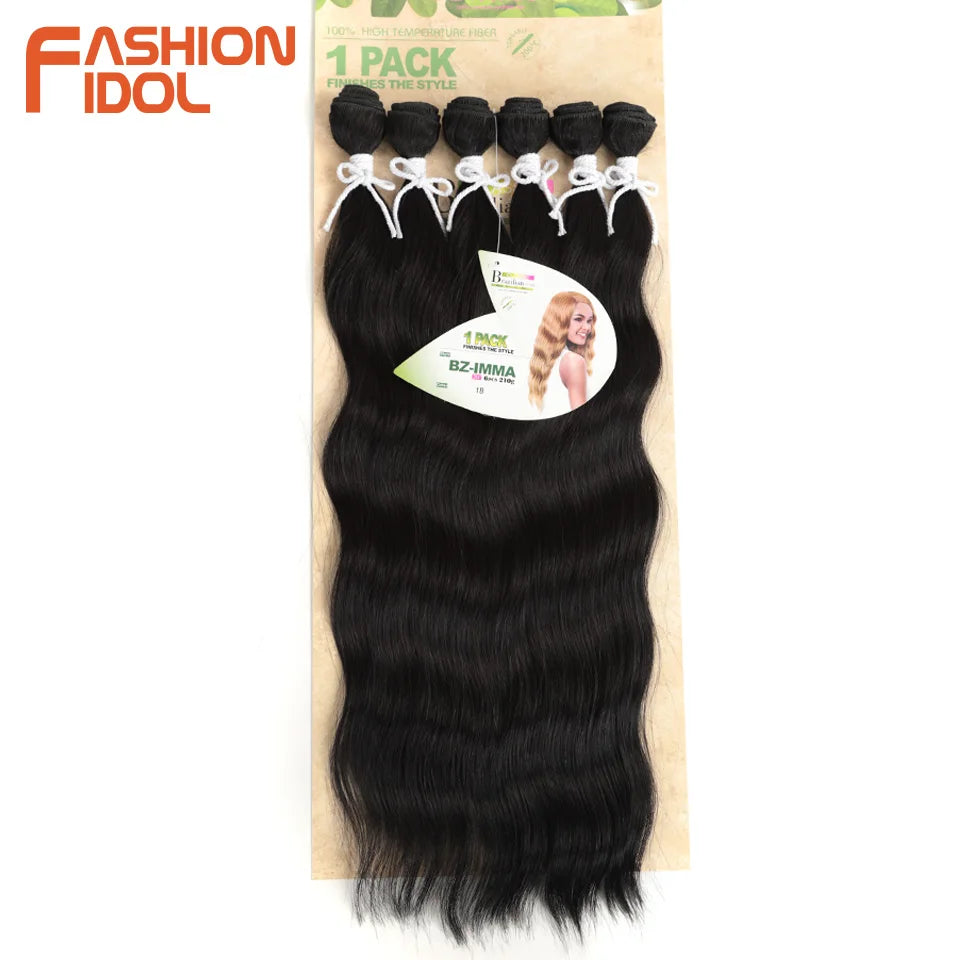 FASHION IDOL Water Wave Hair Bundles Synthetic Hair Extensions Ombre Blonde Hair Weave Bundles 6pcs 20" High Temperature Fiber