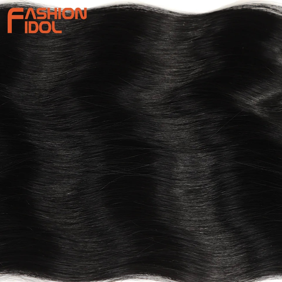 FASHION IDOL Water Wave Hair Bundles Synthetic Hair Extensions Ombre Blonde Hair Weave Bundles 6pcs 20" High Temperature Fiber
