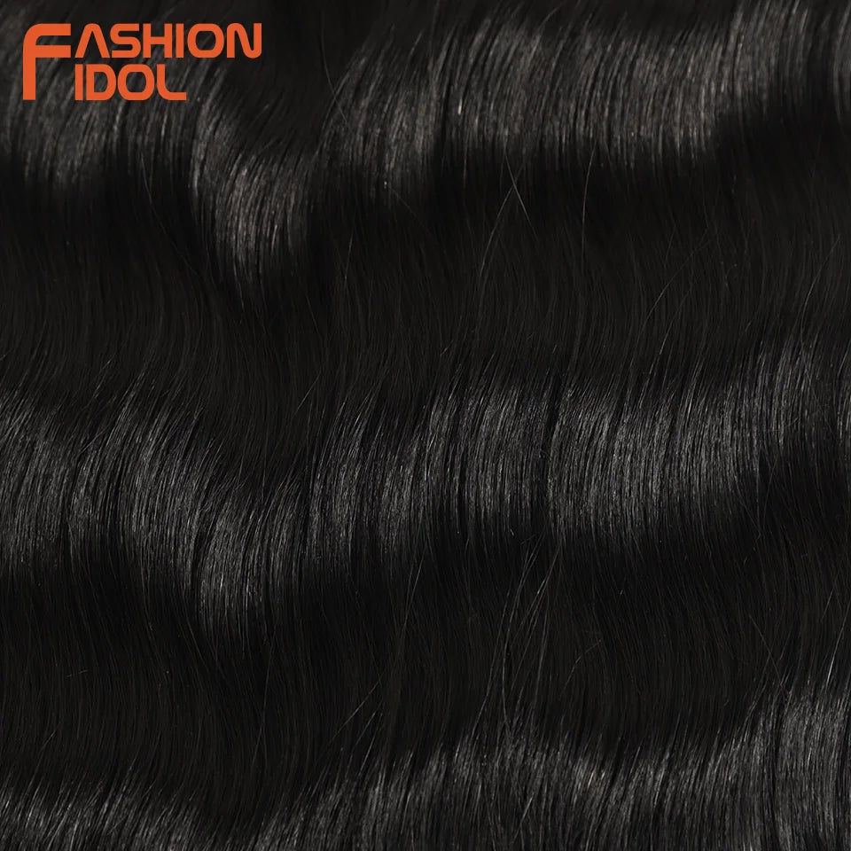 FASHION IDOL Water Wave Hair Bundles Synthetic Hair Extensions Ombre Blonde Hair Weave Bundles 6pcs 20" High Temperature Fiber