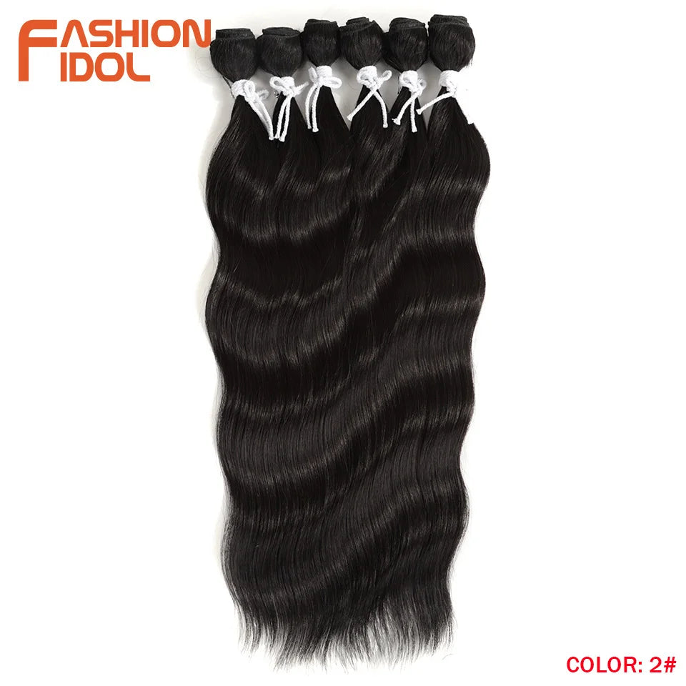 FASHION IDOL Water Wave Hair Bundles Synthetic Hair Extensions Ombre Blonde Hair Weave Bundles 6pcs 20" High Temperature Fiber