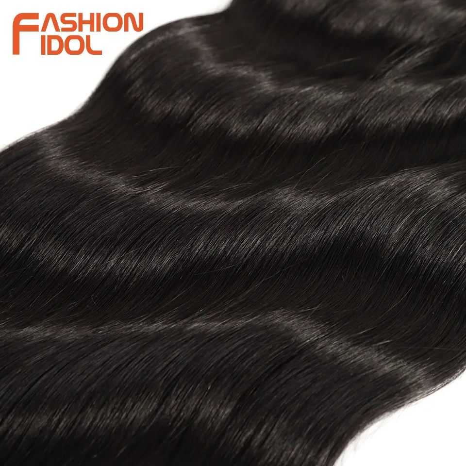 FASHION IDOL Water Wave Hair Bundles Synthetic Hair Extensions Ombre Blonde Hair Weave Bundles 6pcs 20" High Temperature Fiber