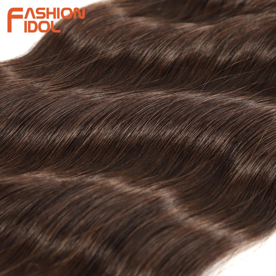 FASHION IDOL Water Wave Hair Bundles Synthetic Hair Extensions Ombre Blonde Hair Weave Bundles 6pcs 20" High Temperature Fiber