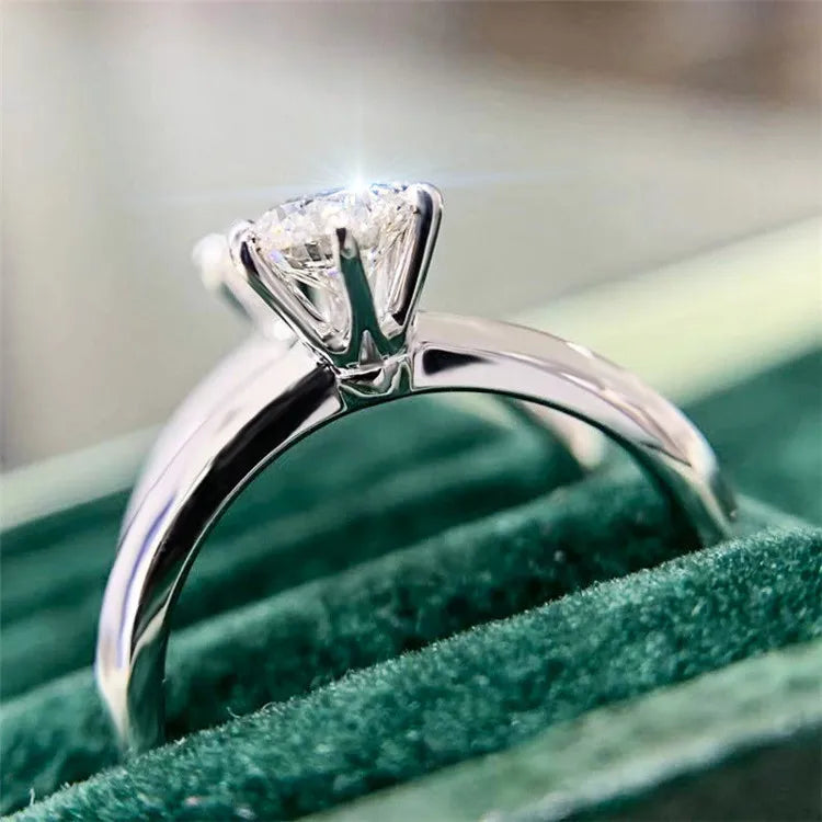 CC Wedding Rings For Women Silver Color 1ct 6 Claws Cubic Zirconia Engagement Propose Fashion Jewelry Accessories CC633