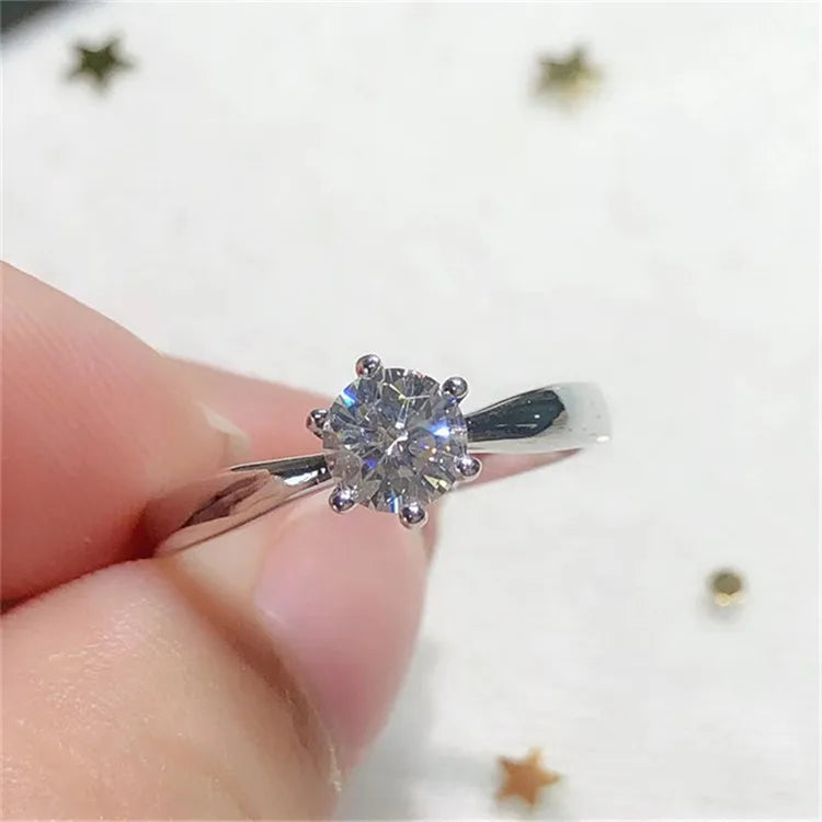 CC Wedding Rings For Women Silver Color 1ct 6 Claws Cubic Zirconia Engagement Propose Fashion Jewelry Accessories CC633