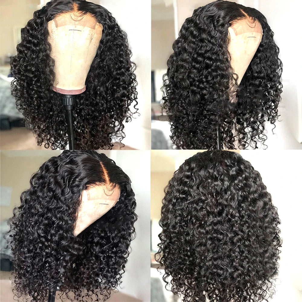 Glueless Curly Bob Wigs Human Hair Pre Cut Short Bob Wigs Pixie Cut Kinky Curly Lace Front Human Hair Wigs Lace Frontal Wig