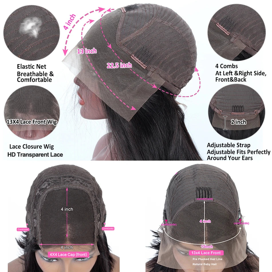 13x4 Chocolate Brown Lace Front Human Hair Wigs For Women 13x6 Transparent Straight Lace Frontal Wigs Colored Human Hair Wigs