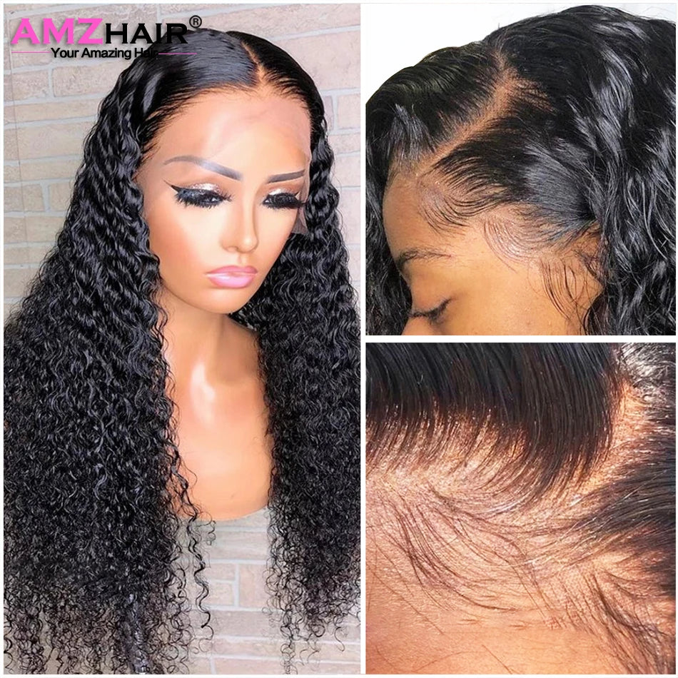 30 Inch Brazilian Deep Wave Lace Frontal Wig 13x4 Lace Front Human Hair Wigs Water Curly Human Hair Wig for Women Pre Plucked
