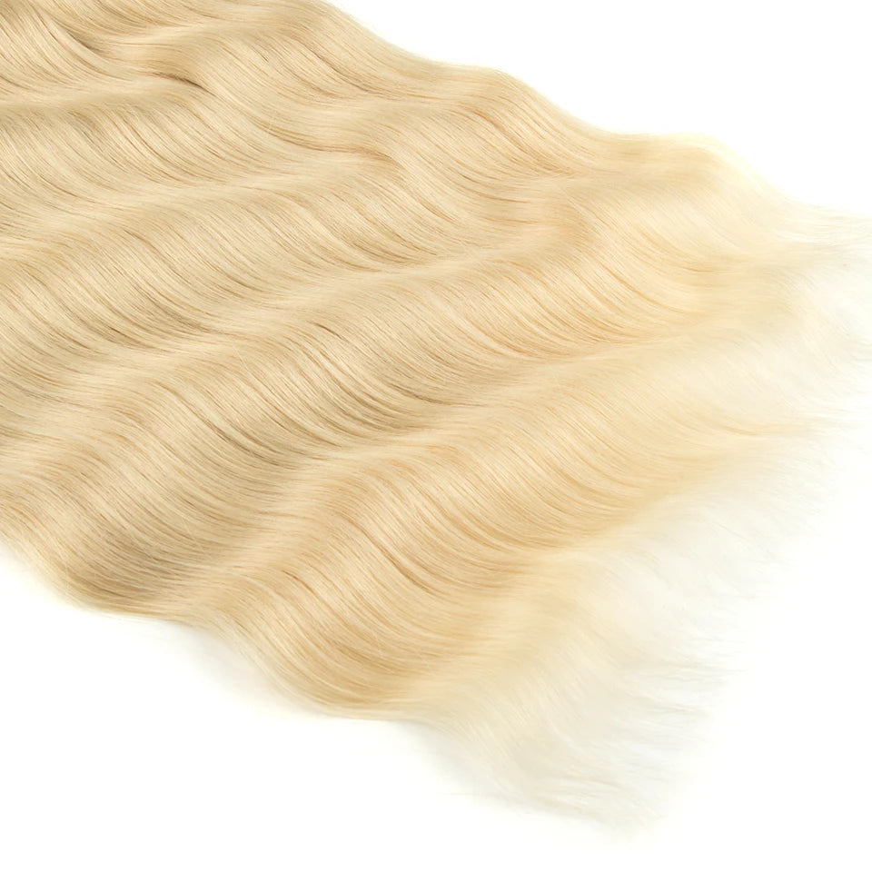 FASHION IDOL Water Wave Hair Bundles Synthetic Hair Extensions Ombre Blonde Hair Weave Bundles 6pcs 20" High Temperature Fiber