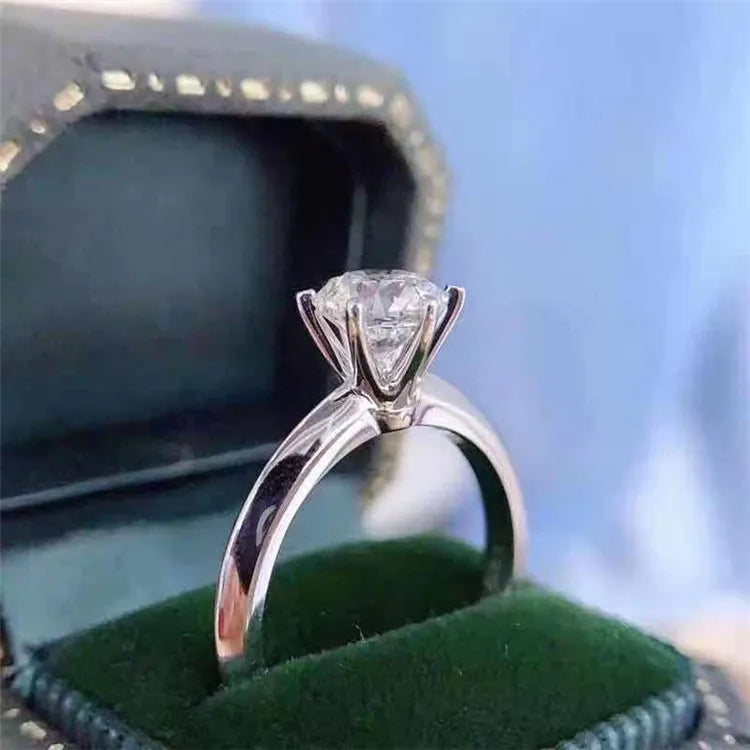 CC Wedding Rings For Women Silver Color 1ct 6 Claws Cubic Zirconia Engagement Propose Fashion Jewelry Accessories CC633