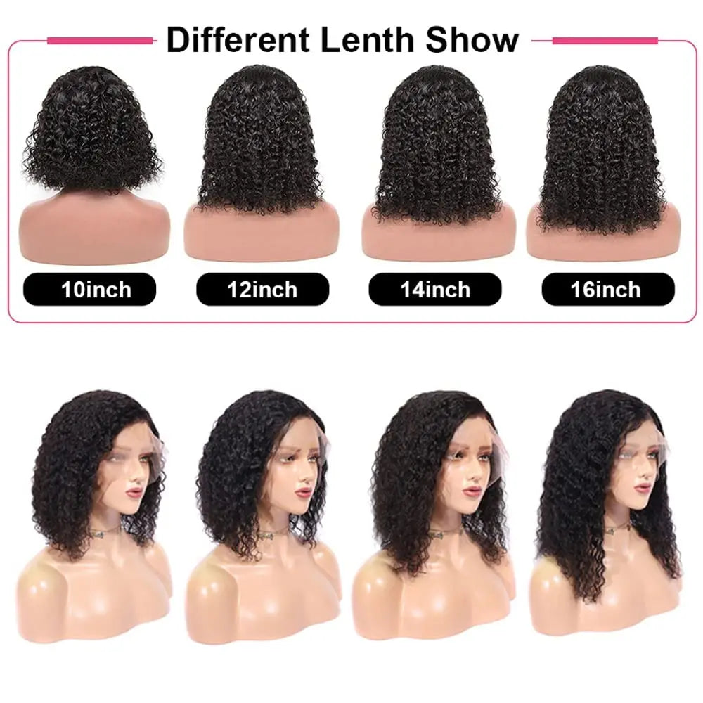 Short Bob Glueless Wigs Deep Wave Glueless Human Hair Ready To Wear 180% Pre Cut Lace 4x4 13x4 Culry Lace Front Human Hair Black