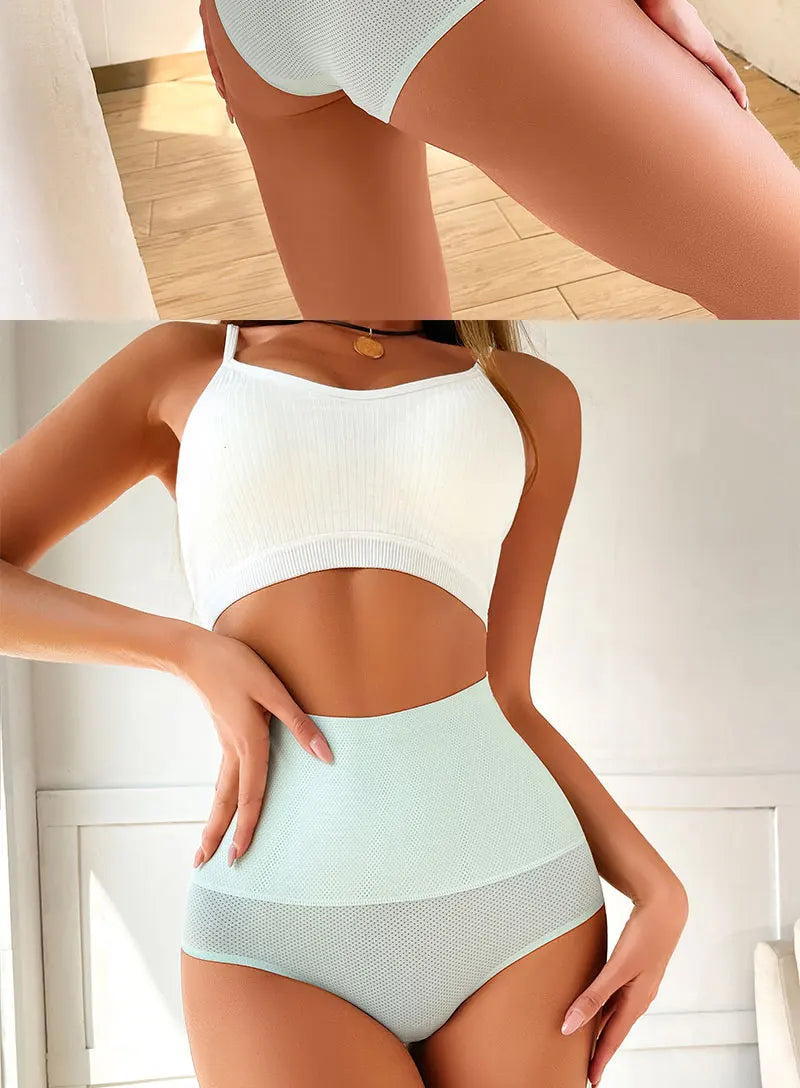 FINETOO Plus Size Breathable Underwear Seamless High Waist Panties Women's Abdomen Hip Lift Briefs Body Shaping Lingerie Pants
