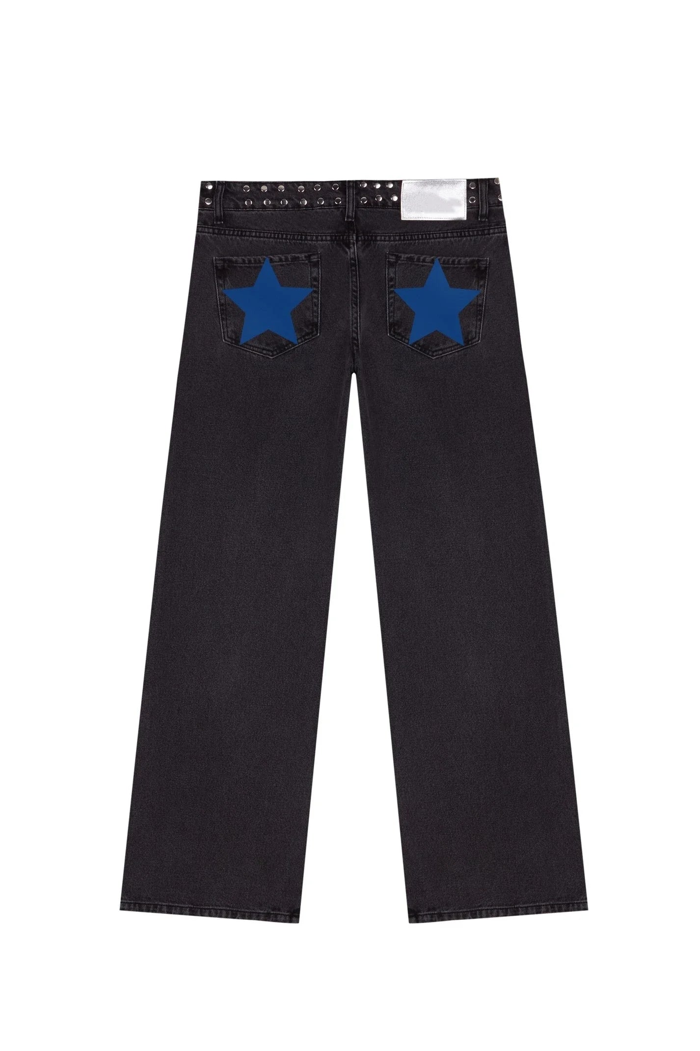 New Fashion Retro Rivet Star Print Baggy Straight Blue Jeans Y2K Women's Simple Classic Wide-leg Jeans Hip-hop Harajuku Jeans