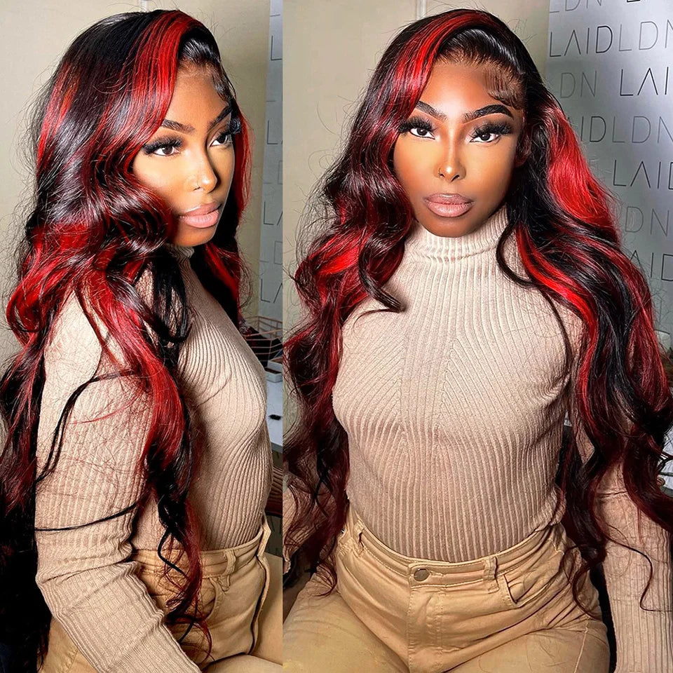Pink Highlight Colored Lace Front Wig Synthetic Glueless Loose Wave Pre Plucked 13x4 HD Transparent Lace Frontal Wigs For Women