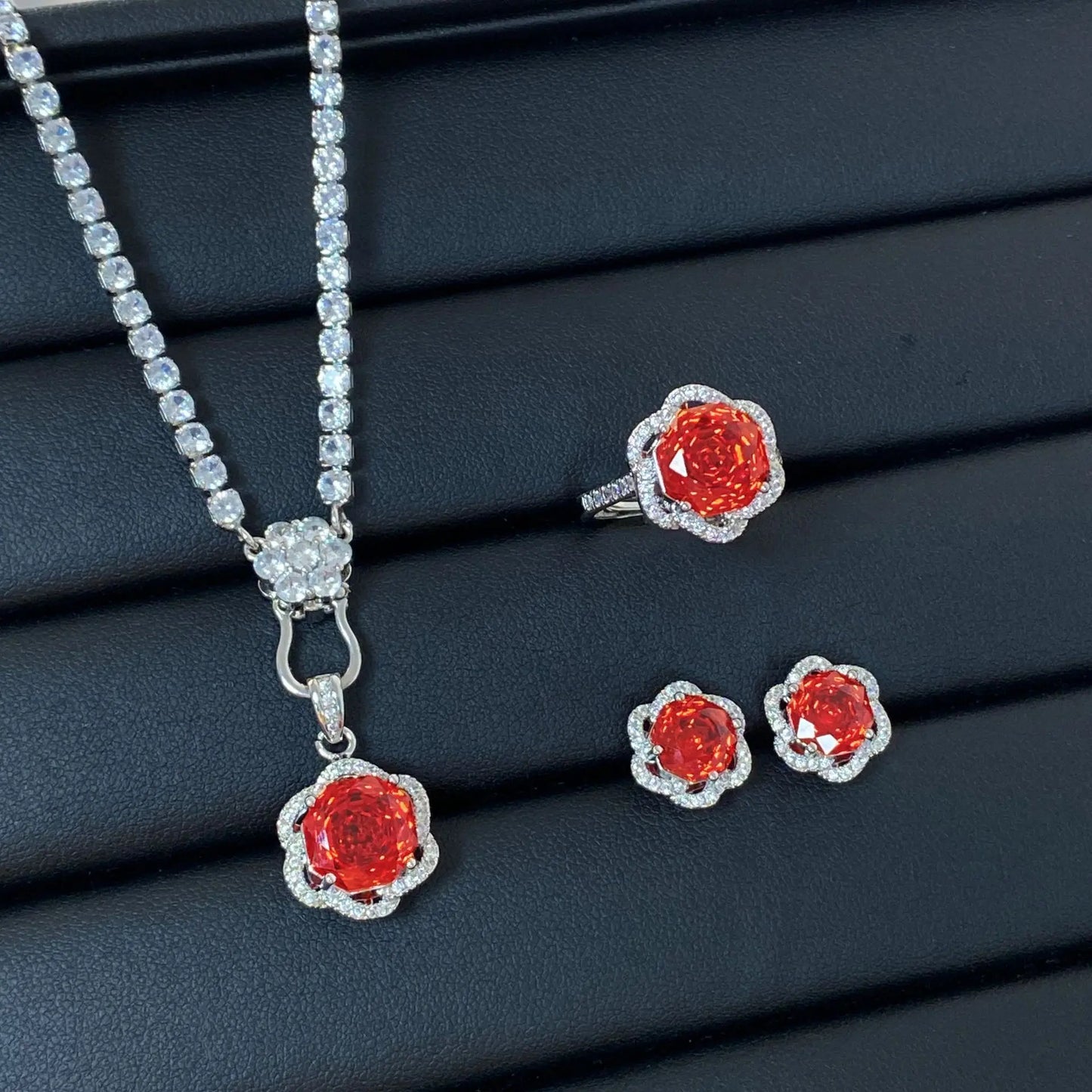 Valuable Lab Jade Diamond Jewelry set 925 Sterling Silver Engagement Wedding Rings Earrings Necklace For Women Bridal Party Gift