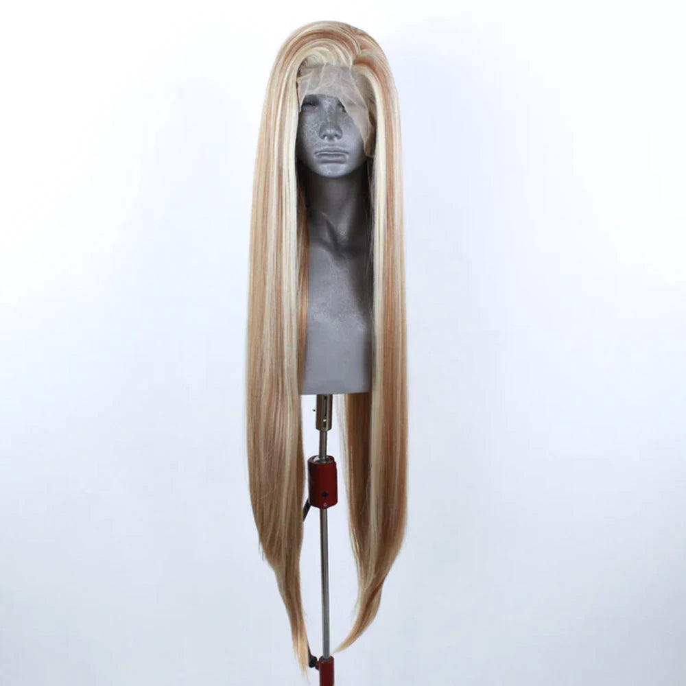 Websterwigs Synthetic Lace Front Honey Blonde Wig For Women With Baby Hair Heat Resistant Fiber Hair Lace Frontal Wigs