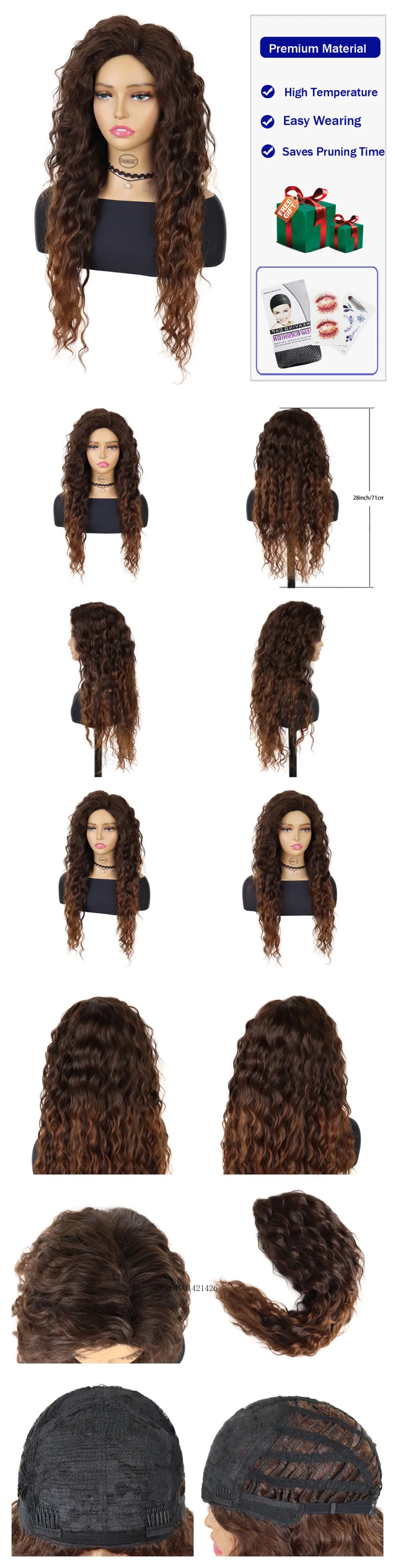 New Ash Blonde Wig Synthetic Long Curly Hair Wigs for Women Fluffy Wave Ombre Wig Costume Carnival Party Regular Cur Wig 26 Inch