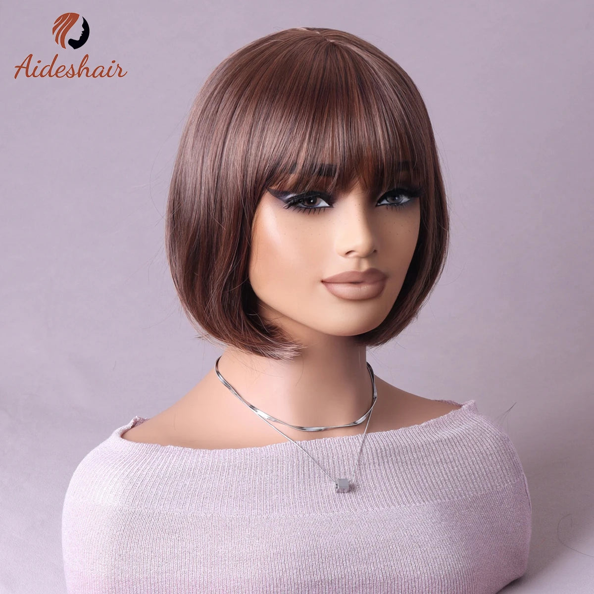 Synthetic  aideshair wig Full head set feminine clavicle Bob simulates natural short hair everyday full  top synthetic wig