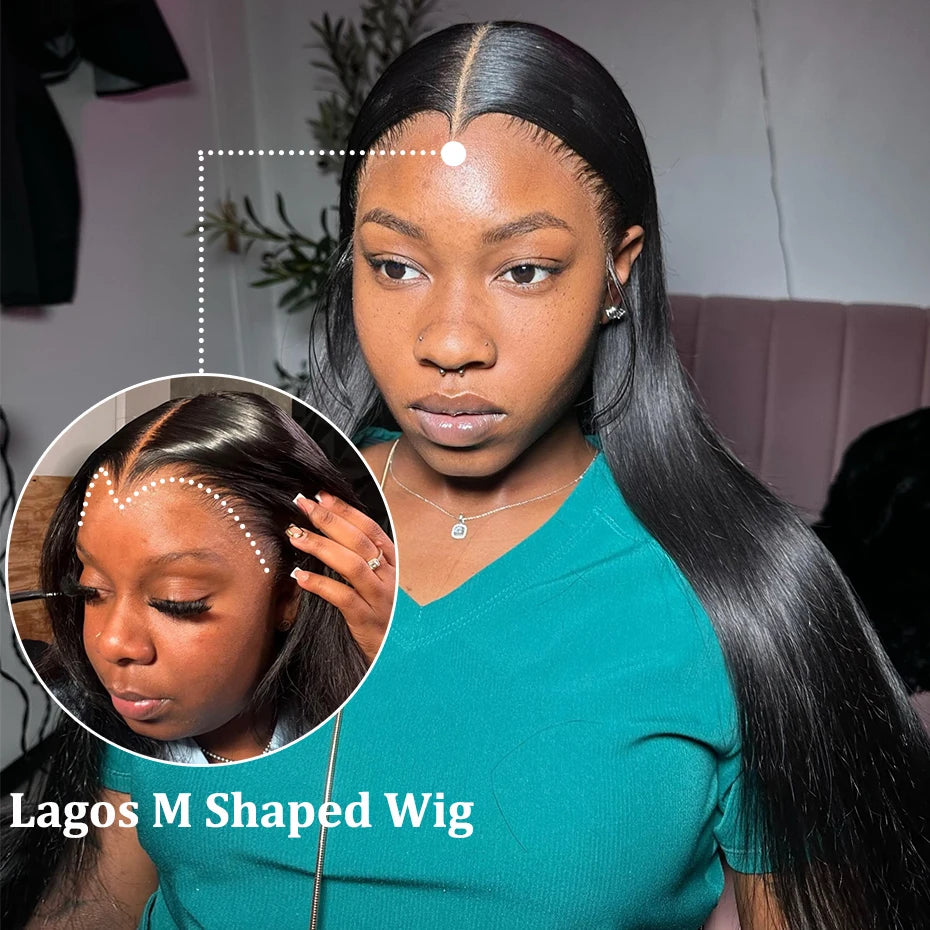 Pre Plucked M-Shaped Hairline Lace Front Human Hair Wigs 13x4 13x6 Transparent Lace Frontal Wig Widow's Peak Raw Vietnamese Hair