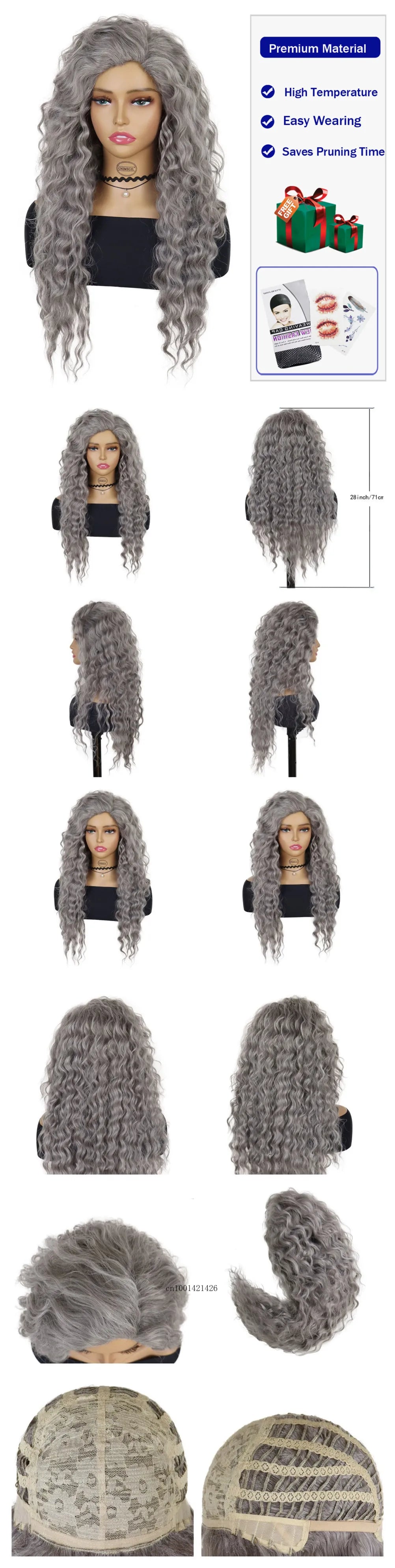 New Ash Blonde Wig Synthetic Long Curly Hair Wigs for Women Fluffy Wave Ombre Wig Costume Carnival Party Regular Cur Wig 26 Inch