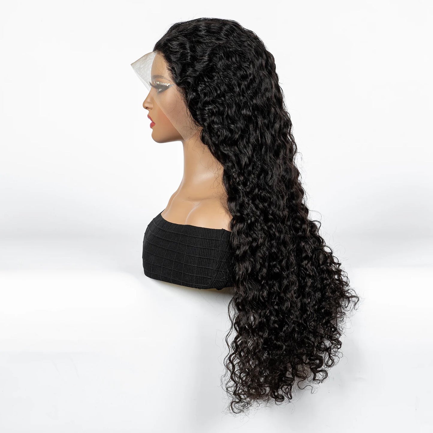 300% Density Ombre 30 Inches Water Wave Wavy Curly Human Hair Wigs 13x4 Transparent Lace Frontal Human Hair Wig for Women