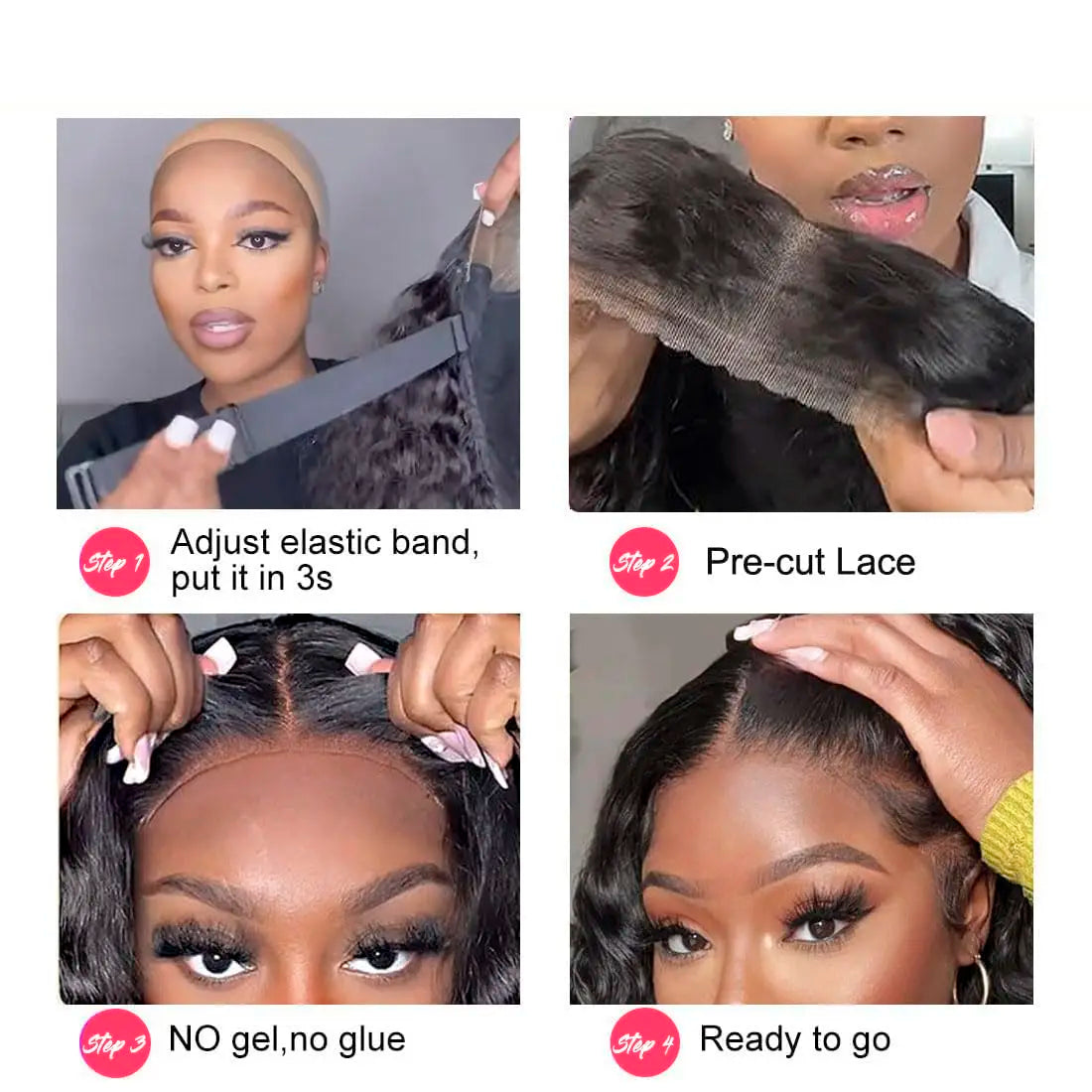 Short Bob Glueless Wigs Deep Wave Glueless Human Hair Ready To Wear 180% Pre Cut Lace 4x4 13x4 Culry Lace Front Human Hair Black