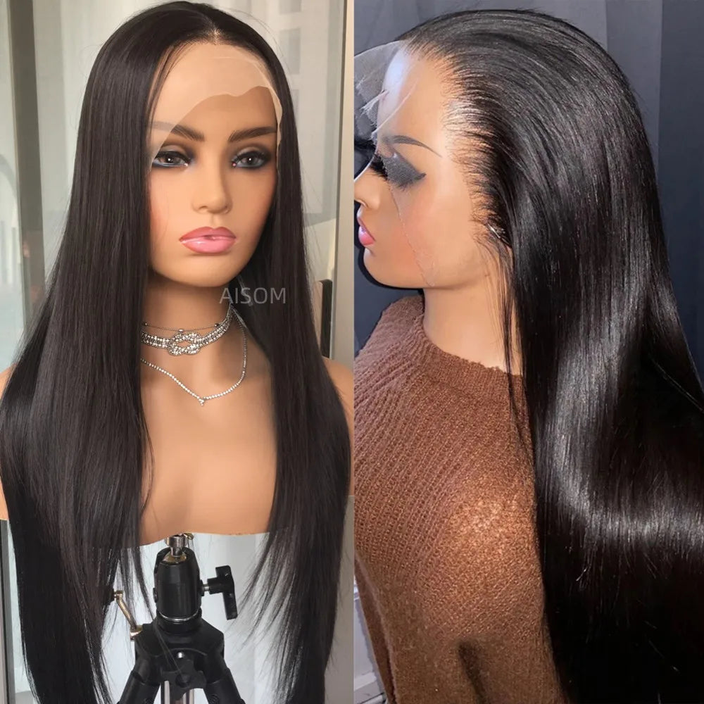 Highlight Blonde Platinum Straight Lace Front Wig Synthetic Hair for Women 13x4” Lace Frontal Wig Pre Plucked Blonde Colored Wig