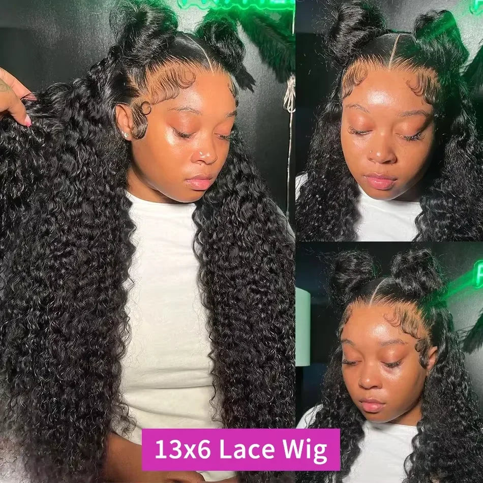 200% Density Loose Deep Wave Hd Transparent Lace Front Wig For Women 30 36 Inch 13x6 Brazilian Curly Human Hair Lace Frontal Wig
