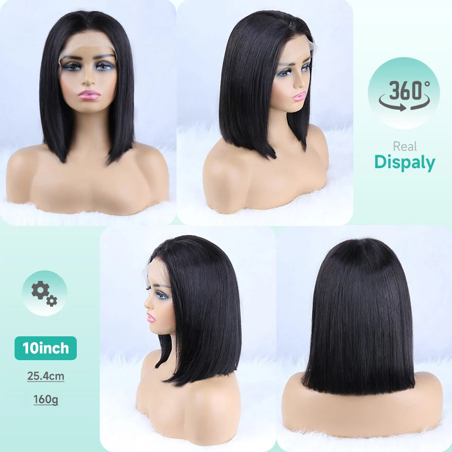 250 Density Raw Hair Vietnamese Bone Straight Bob Wig 100 Human Hair 13x6 Hd Lace Frontal Wig 13x4 Lace Front Human Hair Wig 12A