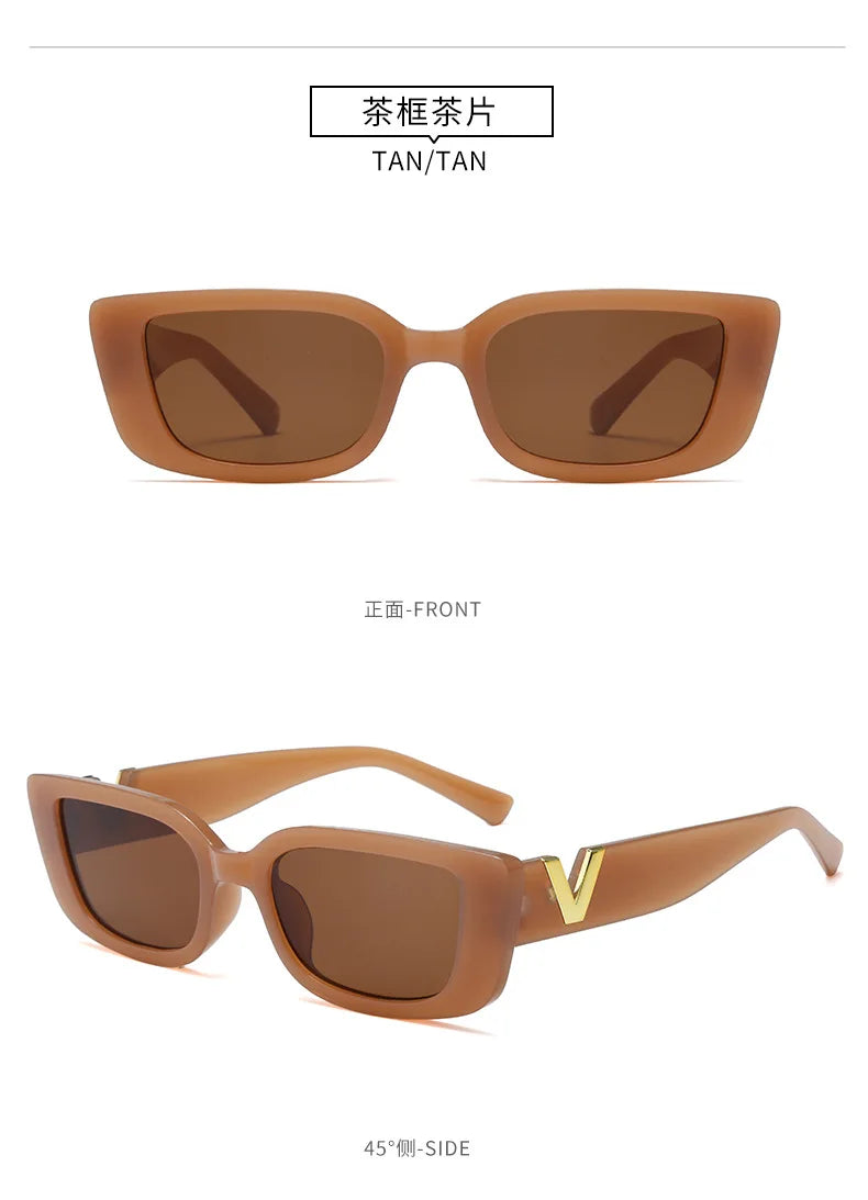 New Small Frame V-Shaped Fashion Sunglasses Women's Brand Designer Square Sun Glasses Women Outdoor Leisure Eyewear UV400