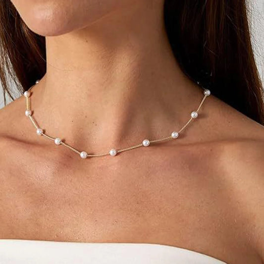 Seulement Natural Freshwater AK Pearl Beaded Necklace for Women 925 Sterling Silver Choker Luxury Neck Accessories Jewelry Gift