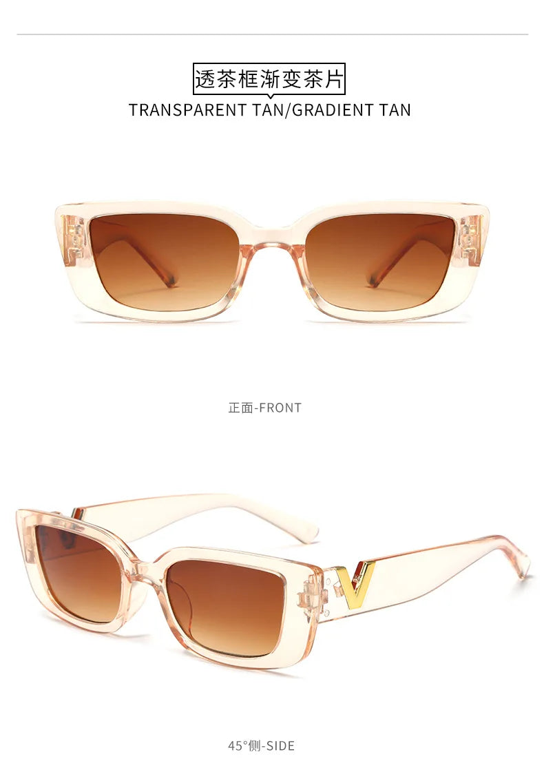 New Small Frame V-Shaped Fashion Sunglasses Women's Brand Designer Square Sun Glasses Women Outdoor Leisure Eyewear UV400
